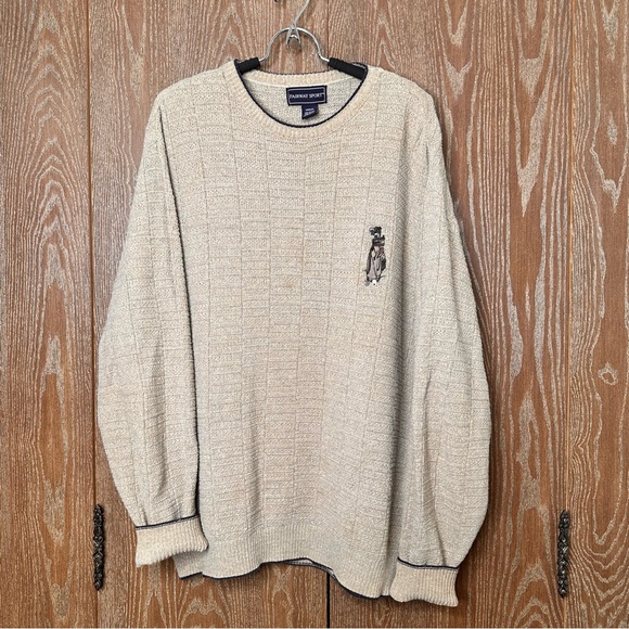 Vtg Fairway Sport Men M Acrylic Cotton Long Sleeve Embroidered Sweater Pullover - Picture 1 of 8